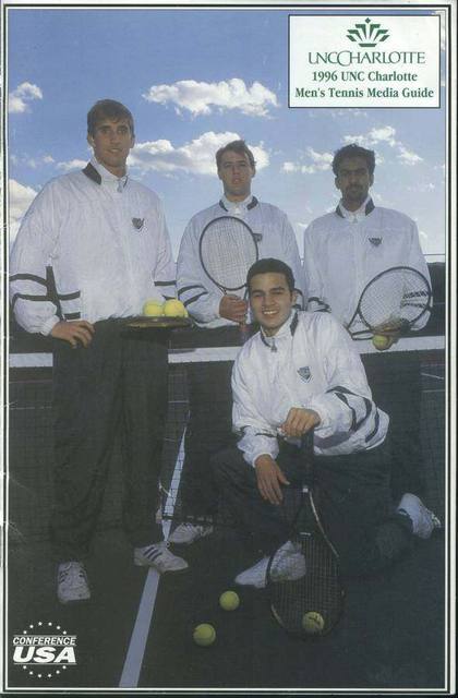 Dennis Hendrickson on the cover of the 1996 UNC Charlotte Men's Tennis Media Guide